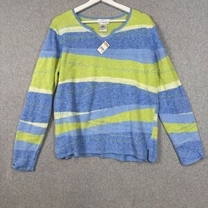 Vintage Brand New 80s Talbot Women's XL Blue Yellow Pastel Pullover Sweater Top